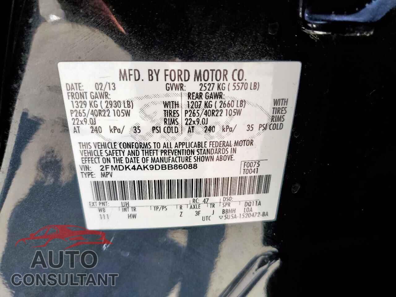 FORD EDGE 2013 - 2FMDK4AK9DBB86088