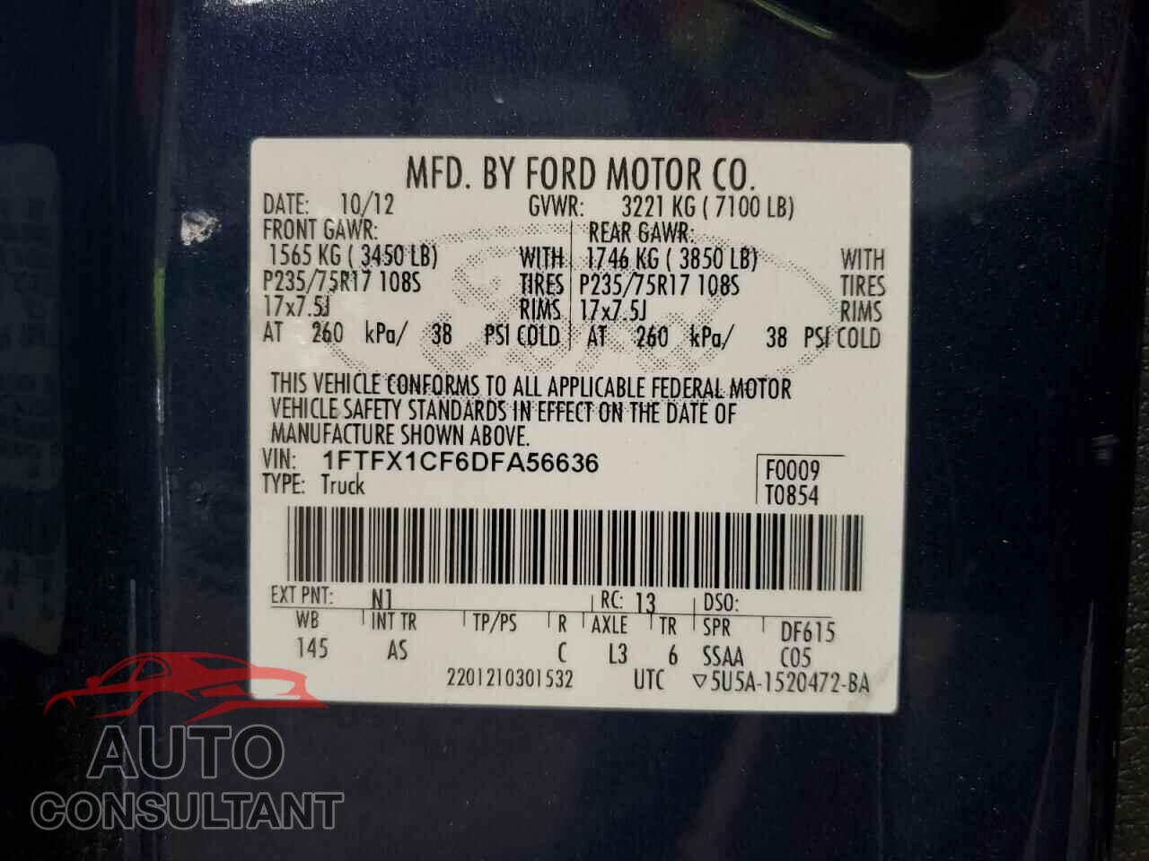 FORD F-150 2013 - 1FTFX1CF6DFA56636