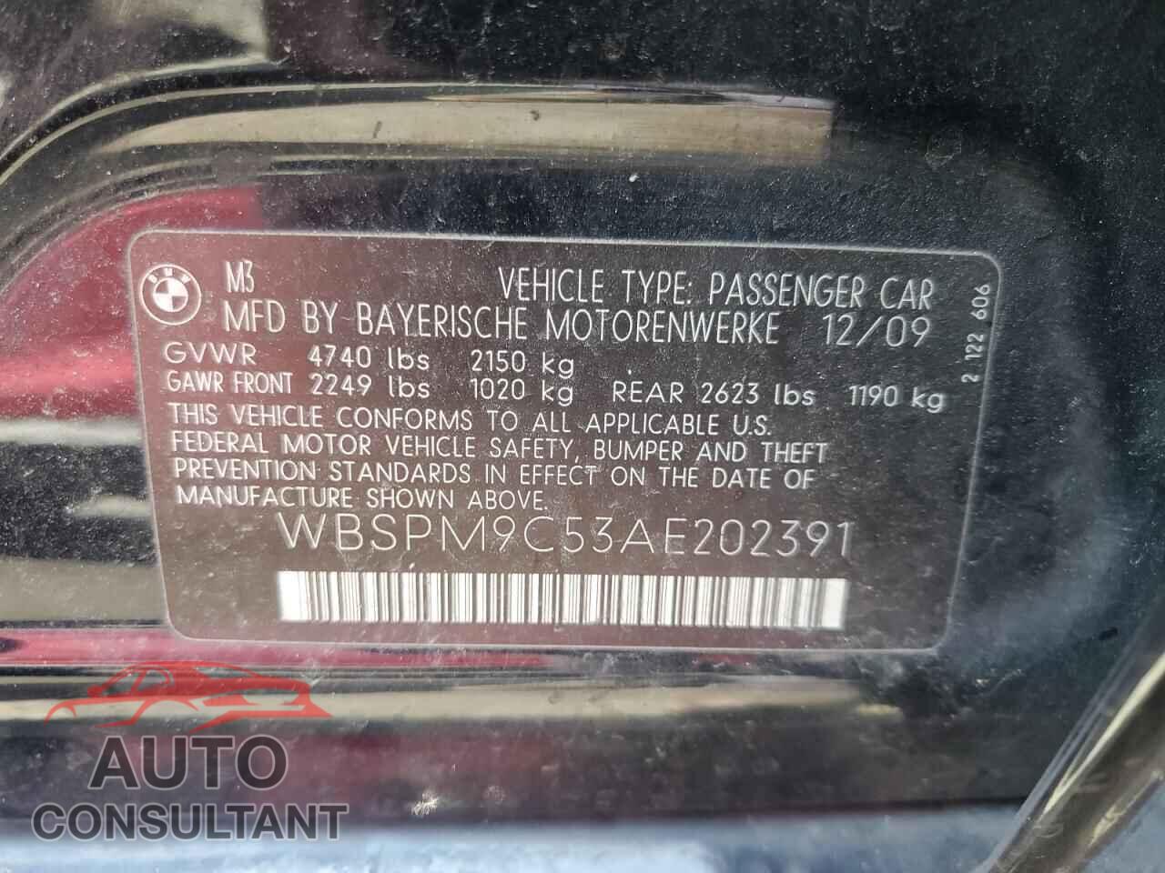 BMW M3 2010 - WBSPM9C53AE202391