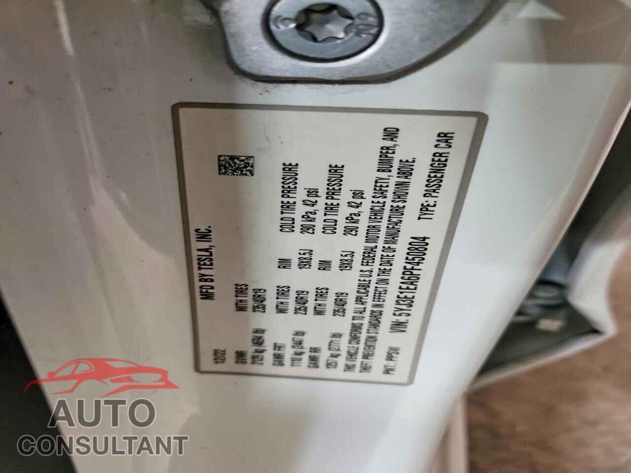 TESLA MODEL 3 2023 - 5YJ3E1EA6PF450804
