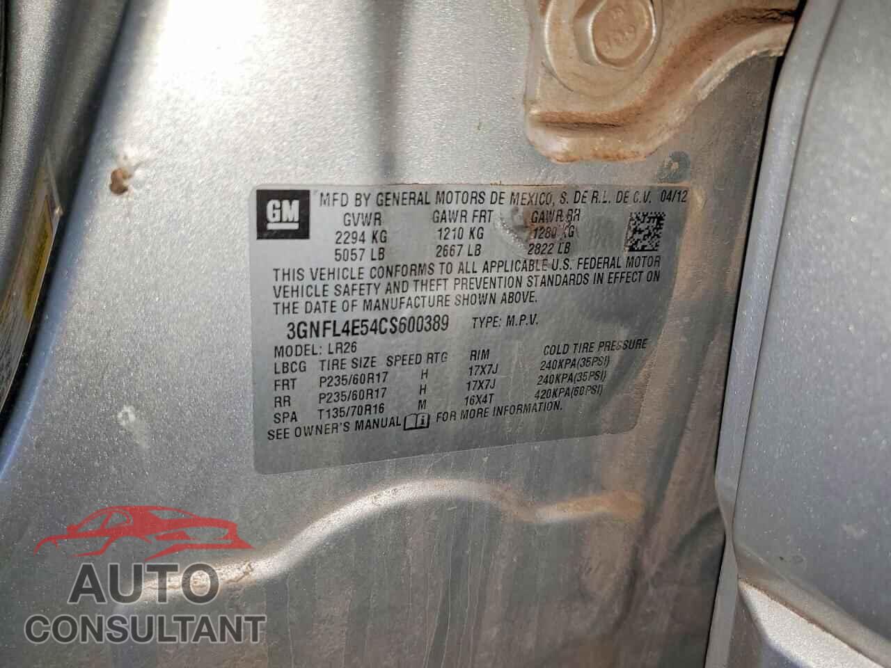 CHEVROLET CAPTIVA 2012 - 3GNFL4E54CS600389