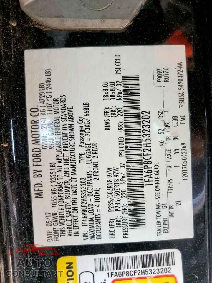 FORD MUSTANG 2017 - 1FA6P8CF2H5323202