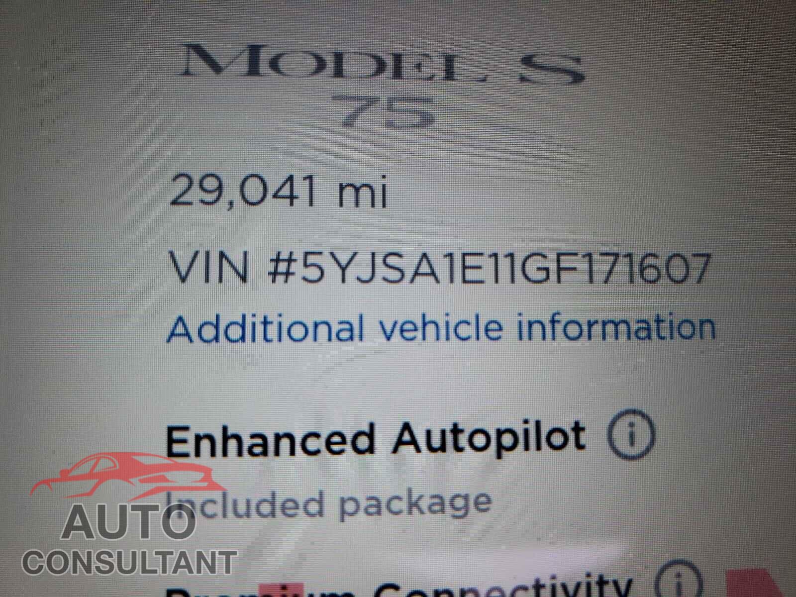 TESLA MODEL S 2016 - 5YJSA1E11GF171607