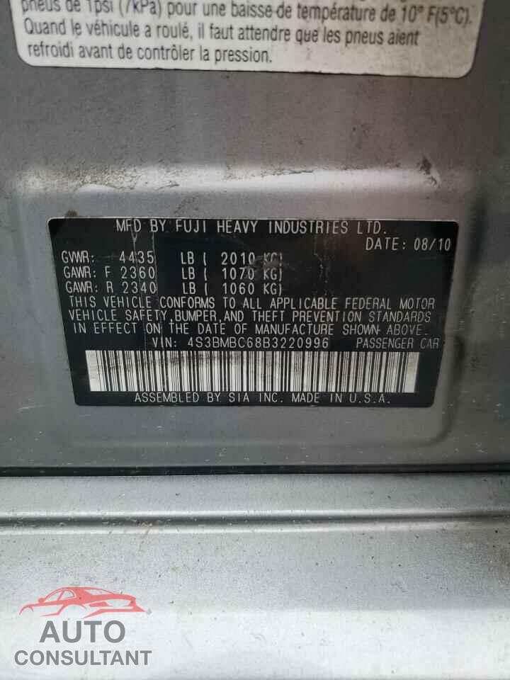 SUBARU LEGACY 2011 - 4S3BMBC68B3220996