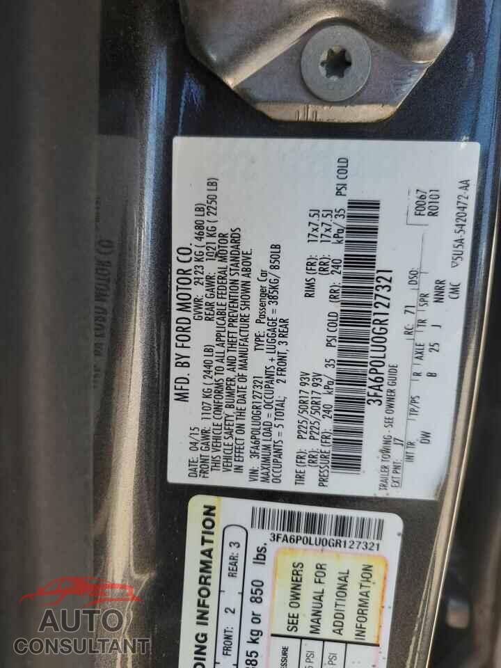 FORD FUSION 2016 - 3FA6P0LU0GR127321