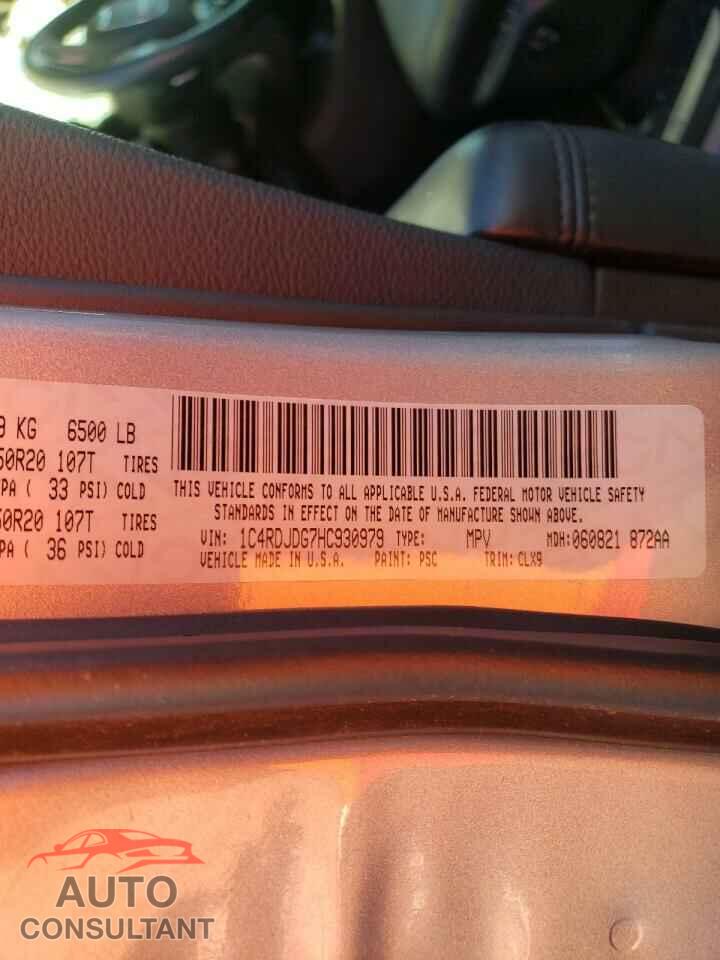 DODGE DURANGO 2017 - 1C4RDJDG7HC930979