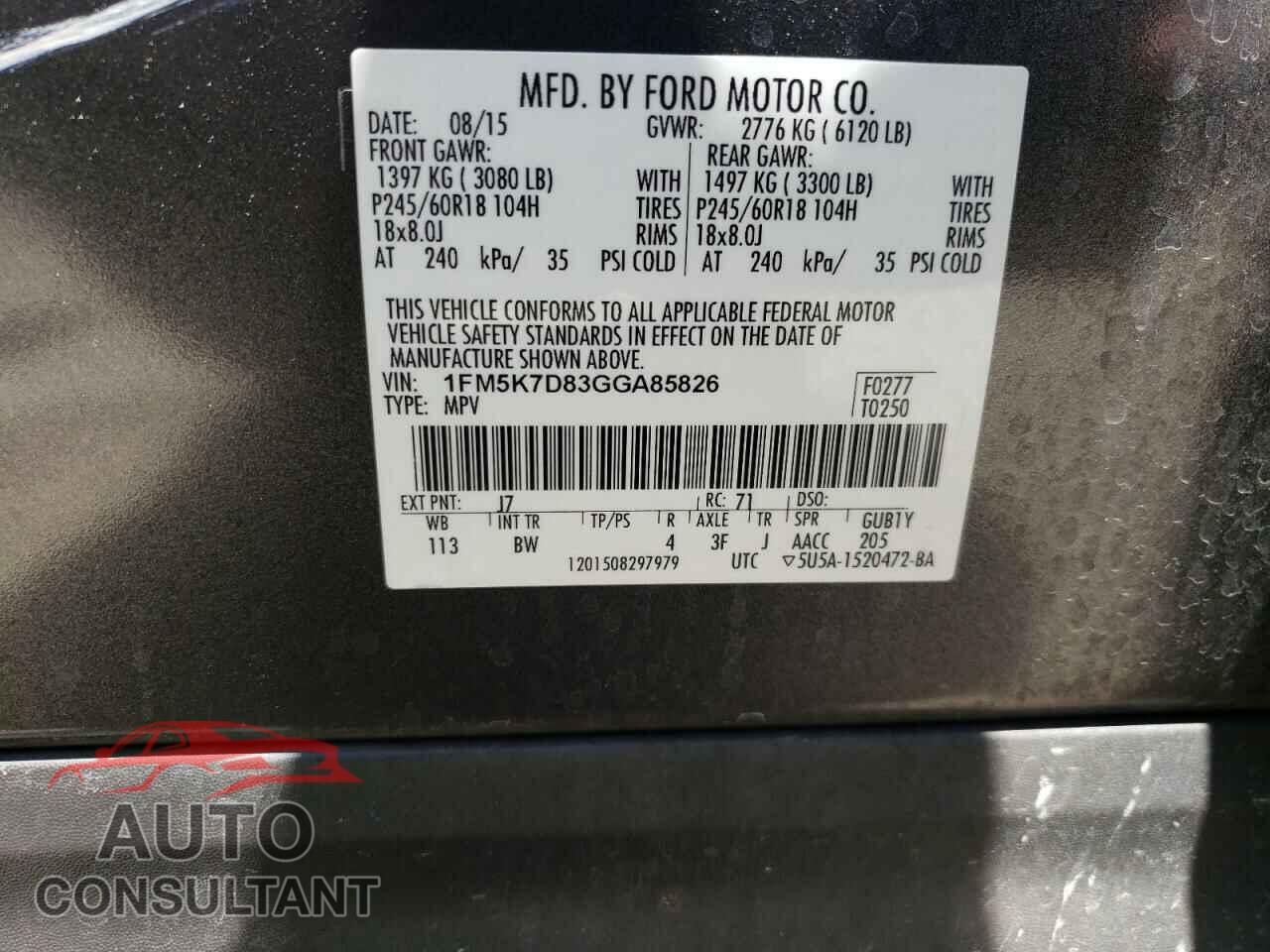 FORD EXPLORER 2016 - 1FM5K7D83GGA85826