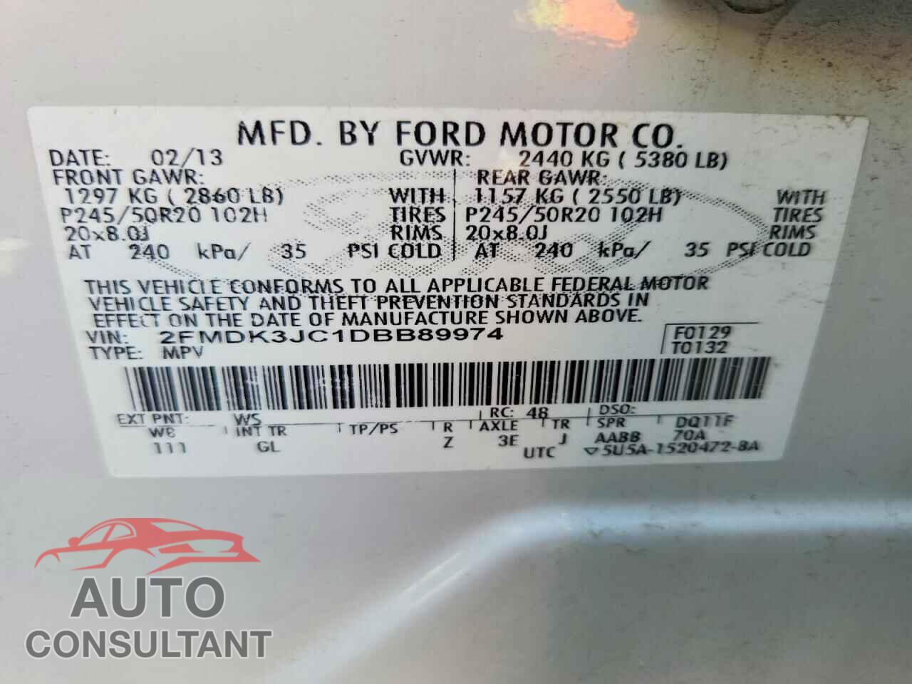 FORD EDGE 2013 - 2FMDK3JC1DBB89974