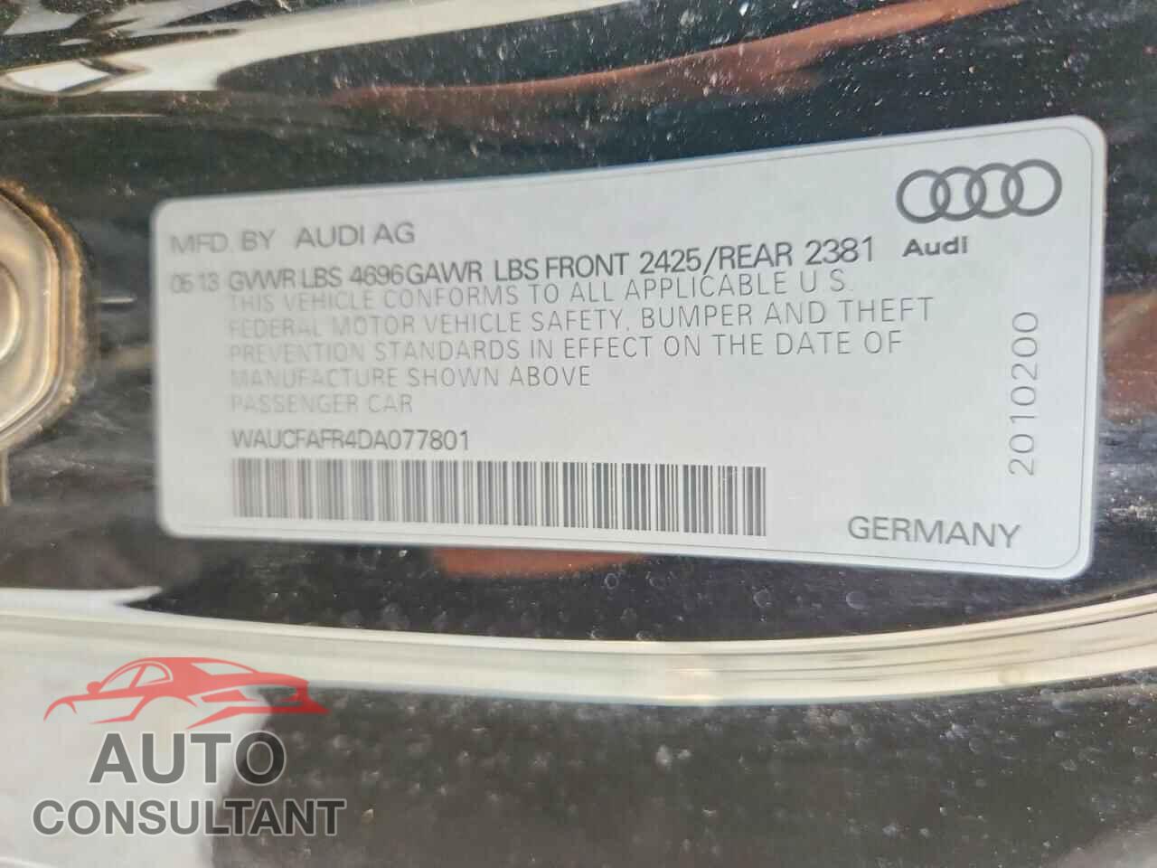 AUDI A5 2013 - WAUCFAFR4DA077801