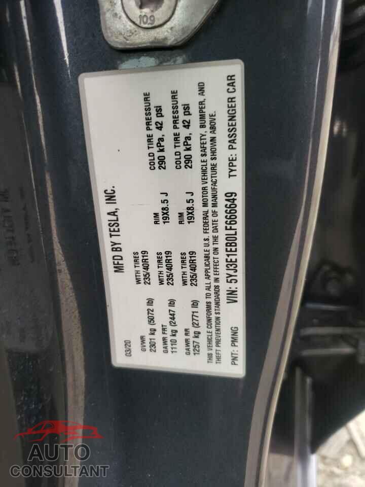 TESLA MODEL 3 2020 - 5YJ3E1EB0LF666649