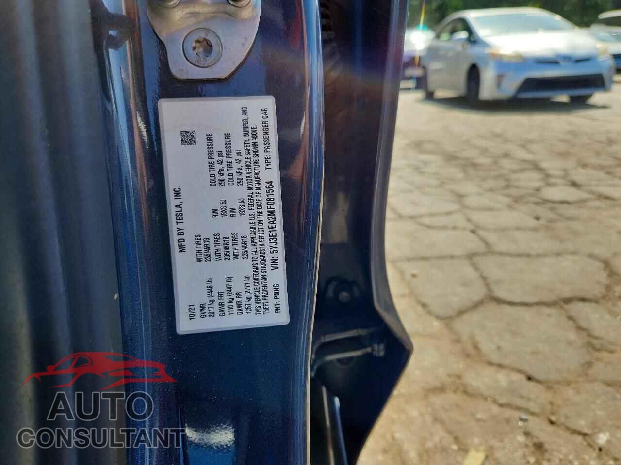 TESLA MODEL 3 2021 - 5YJ3E1EA2MF081564
