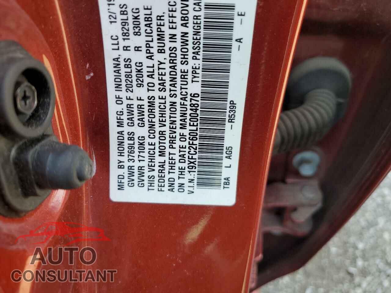 HONDA CIVIC 2020 - 19XFC2F60LE004876