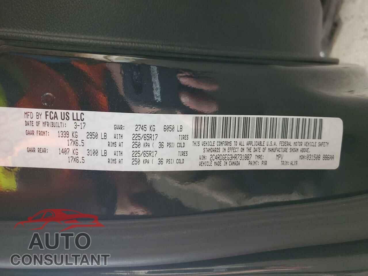 DODGE CARAVAN 2017 - 2C4RDGEG3HR731887