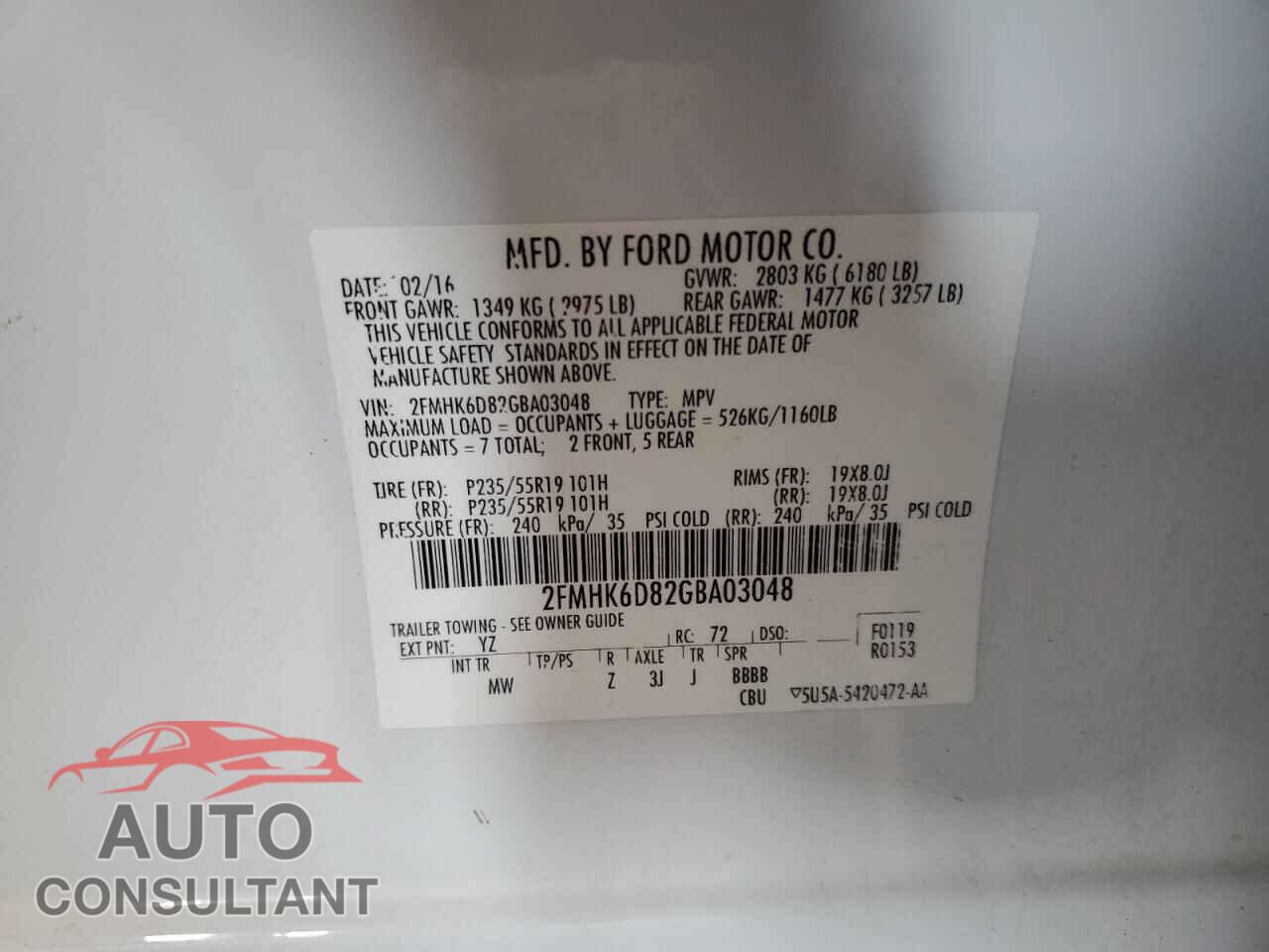 FORD FLEX 2016 - 2FMHK6D82GBA03048