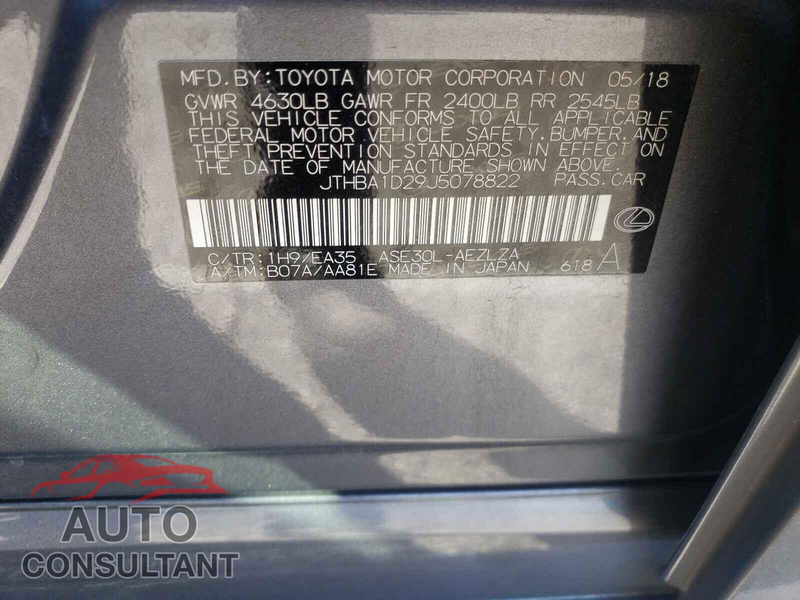 LEXUS IS 2018 - JTHBA1D29J5078822