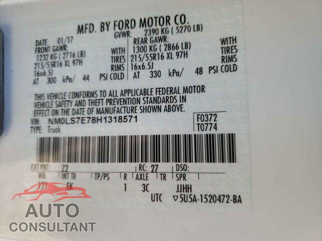 FORD TRANSIT CO 2017 - NM0LS7E78H1318571