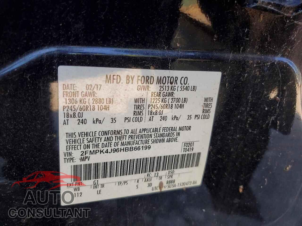 FORD EDGE 2017 - 2FMPK4J96HBB66199