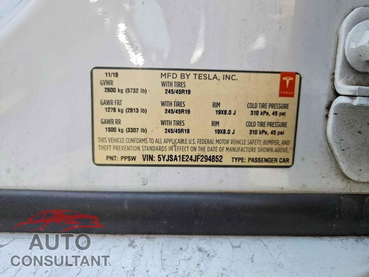 TESLA MODEL S 2018 - 5YJSA1E24JF294852