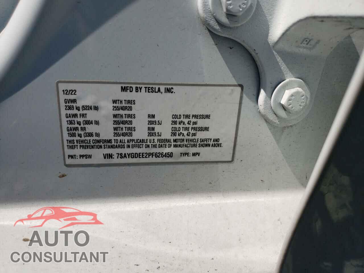 TESLA MODEL Y 2023 - 7SAYGDEE2PF626450