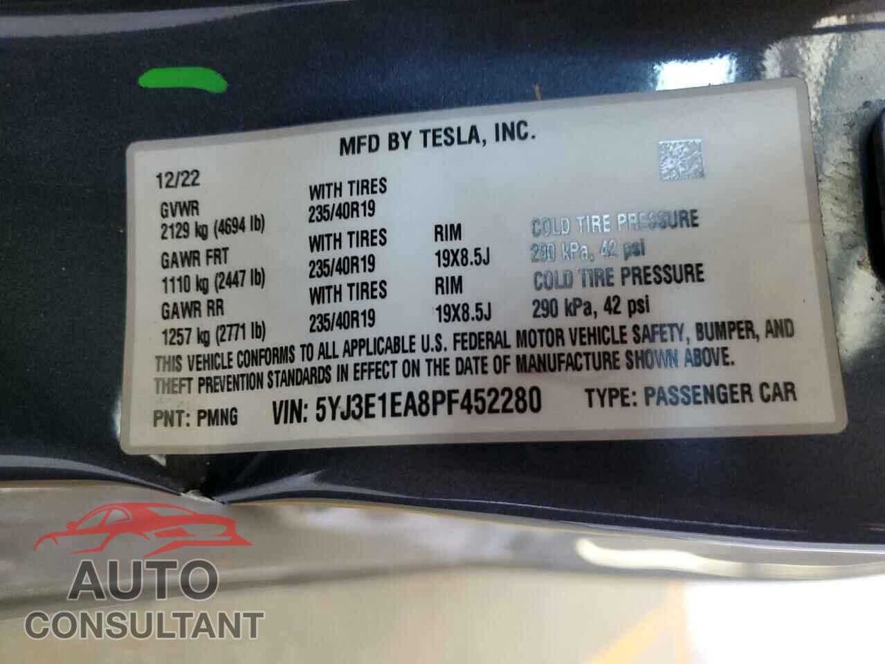 TESLA MODEL 3 2023 - 5YJ3E1EA8PF452280