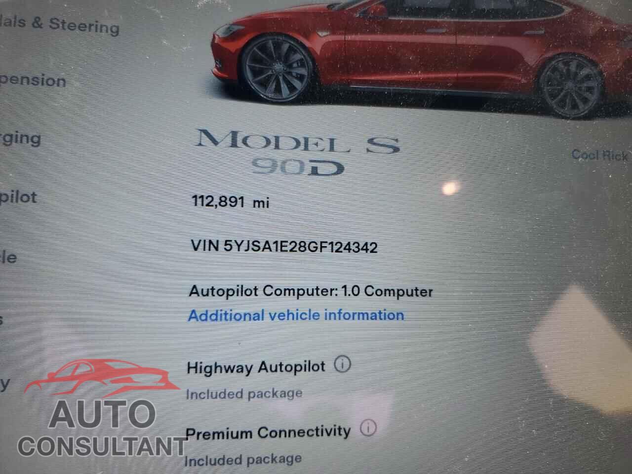 TESLA MODEL S 2016 - 5YJSA1E28GF124342