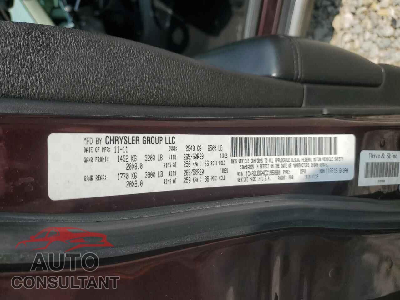 DODGE DURANGO 2012 - 1C4RDJDG4CC195080