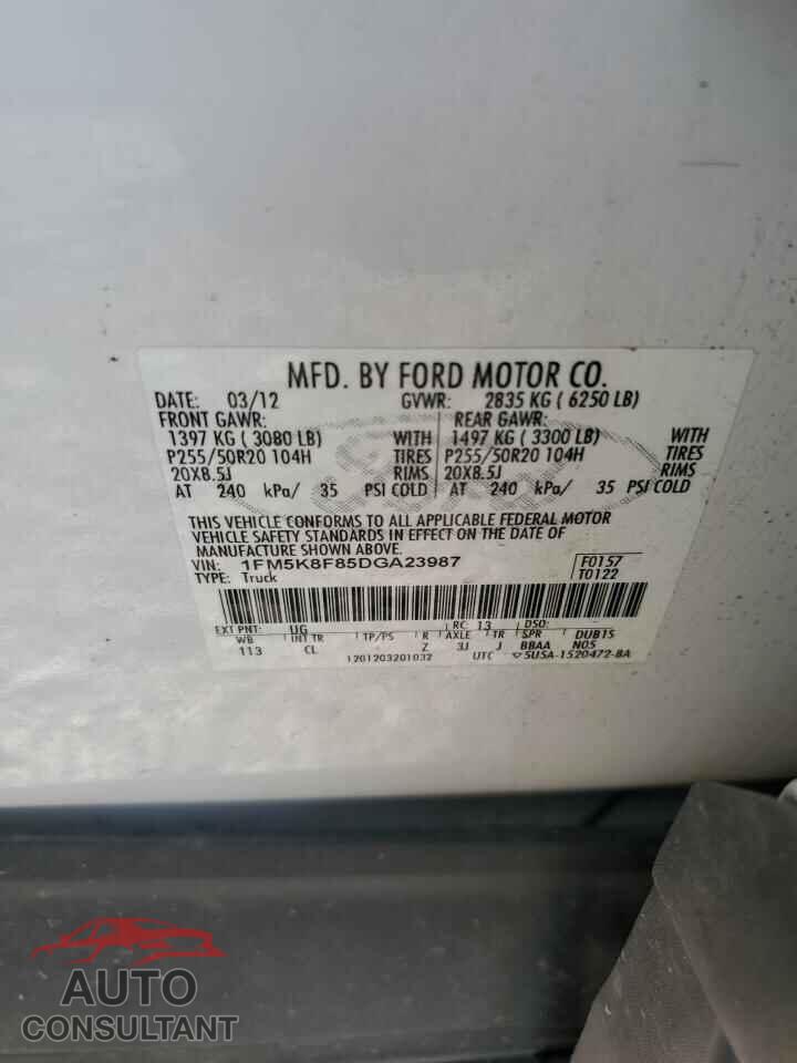 FORD EXPLORER 2013 - 1FM5K8F85DGA23987