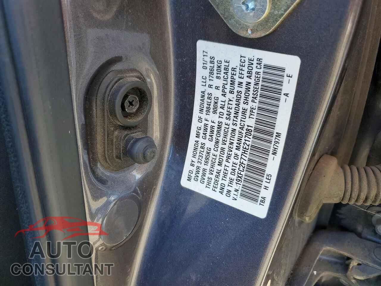 HONDA CIVIC 2017 - 19XFC2F77HE217081