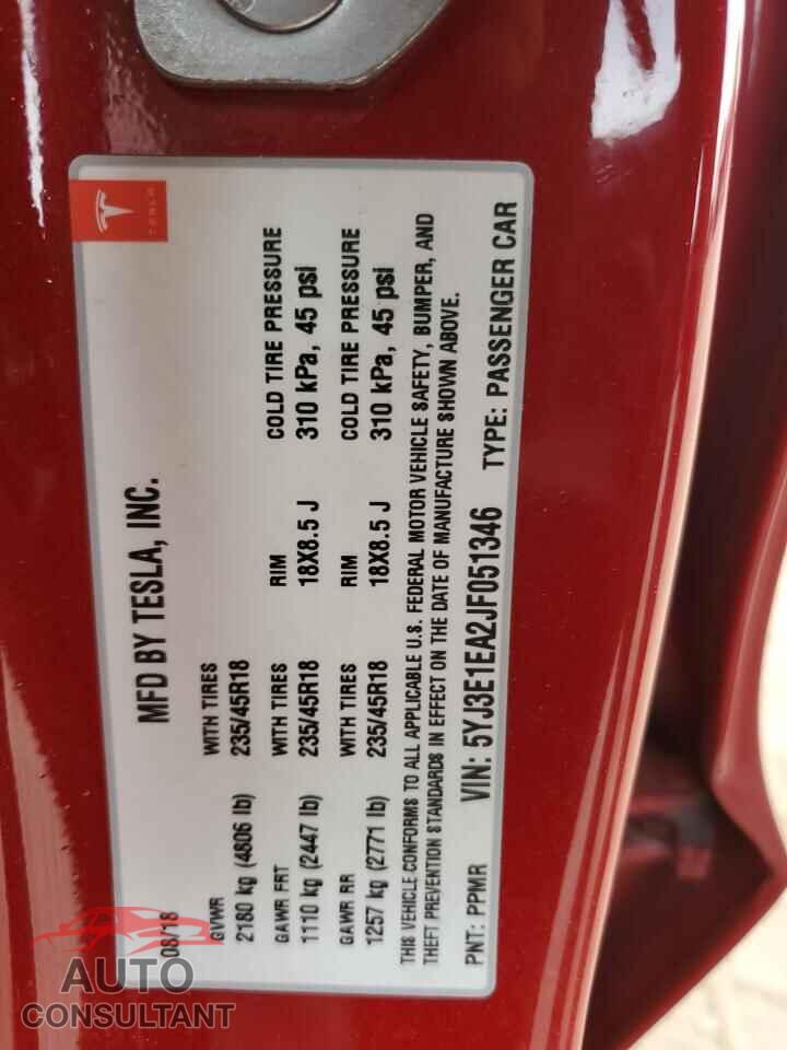 TESLA MODEL 3 2018 - 5YJ3E1EA2JF051346