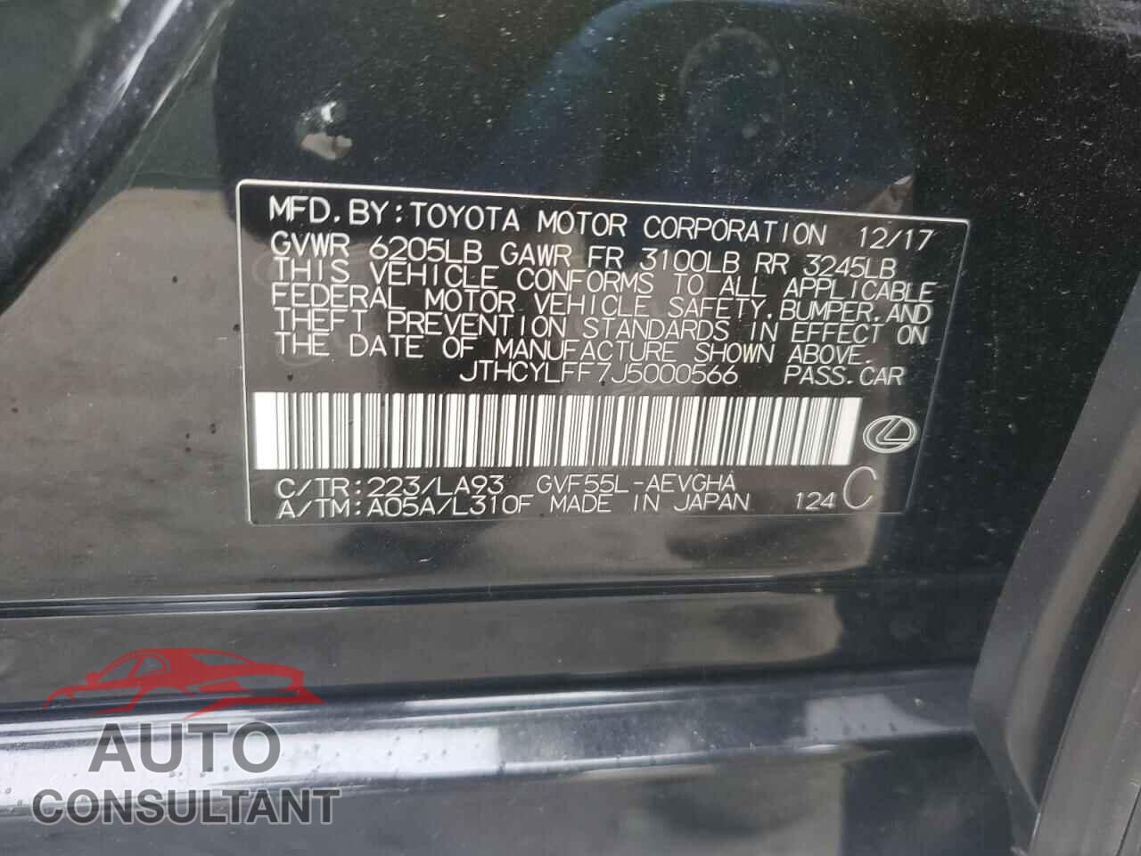 LEXUS LS500 2018 - JTHCYLFF7J5000566