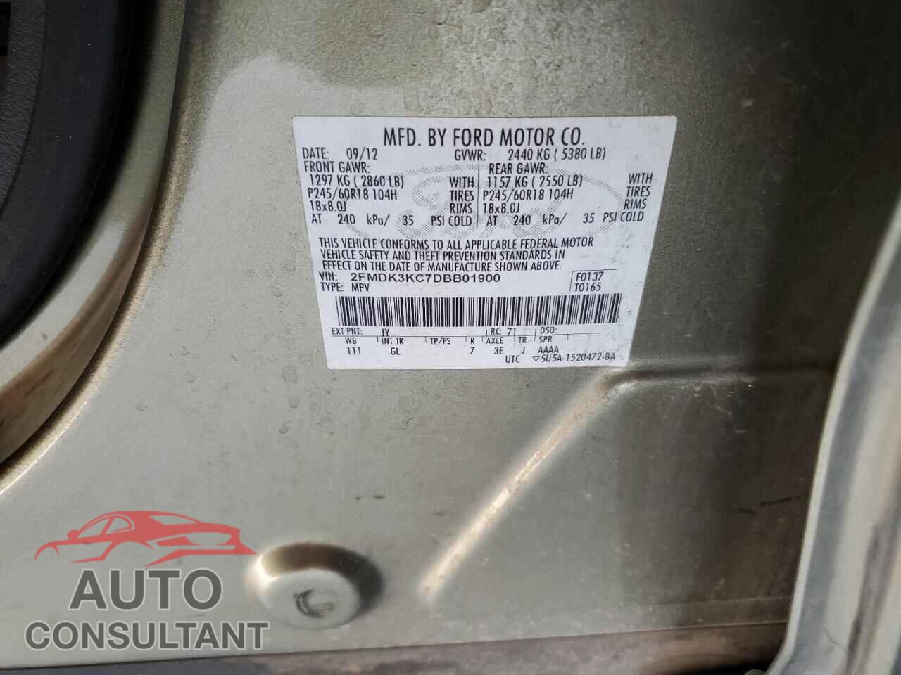 FORD EDGE 2013 - 2FMDK3KC7DBB01900