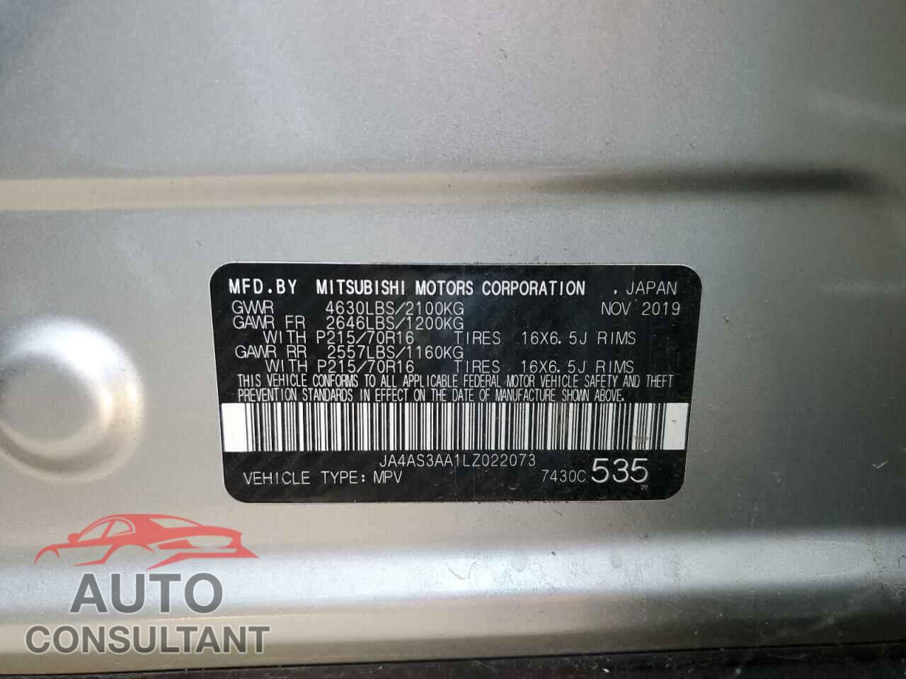MITSUBISHI ECLIPSE 2020 - JA4AS3AA1LZ022073