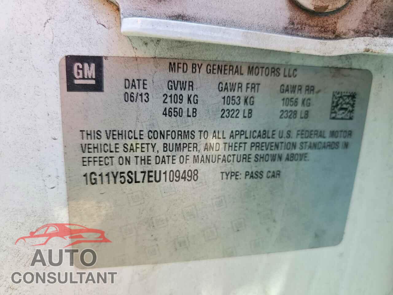 CHEVROLET IMPALA 2014 - 1G11Y5SL7EU109498