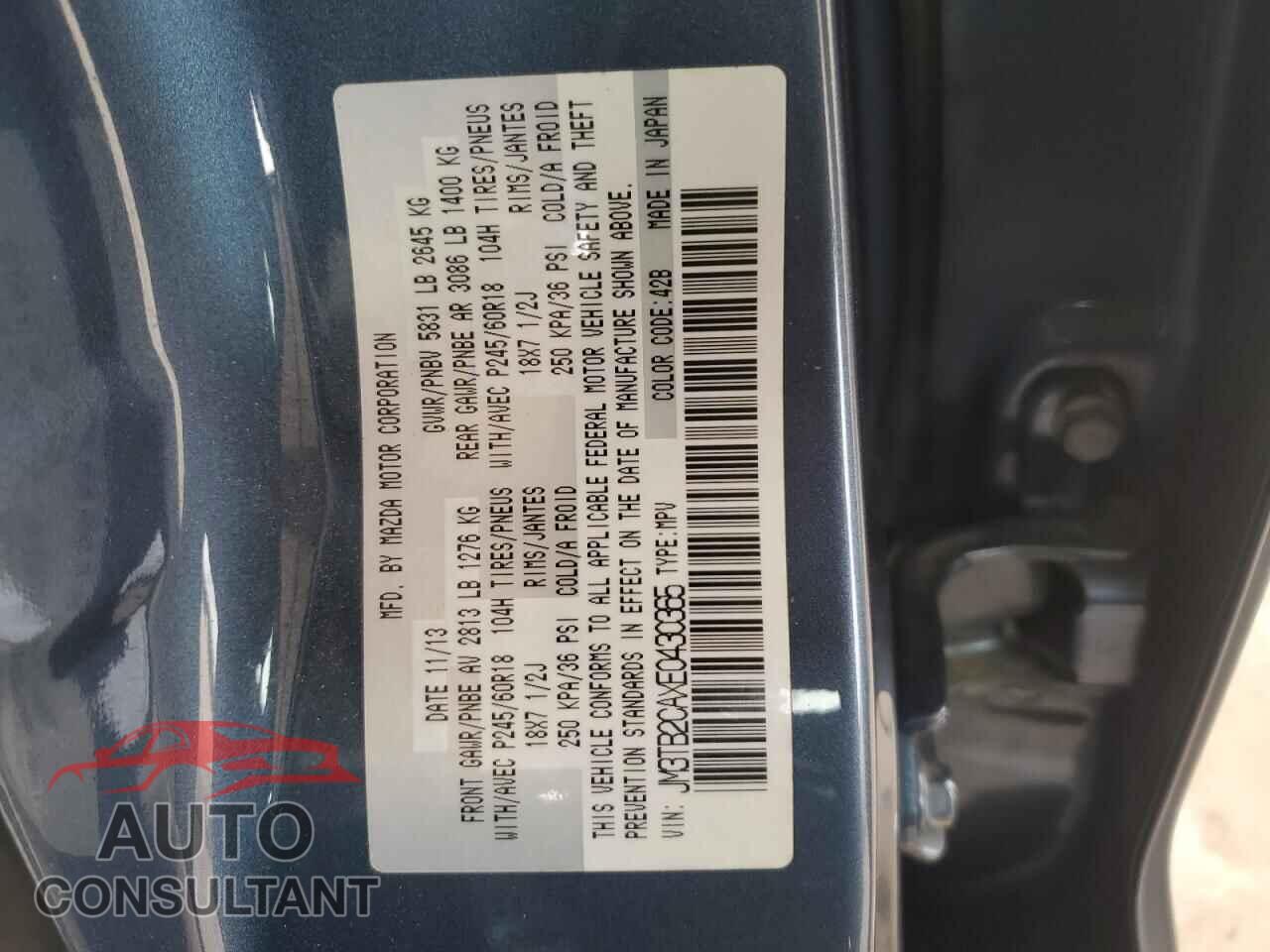 MAZDA CX-9 2014 - JM3TB2CAXE0430365