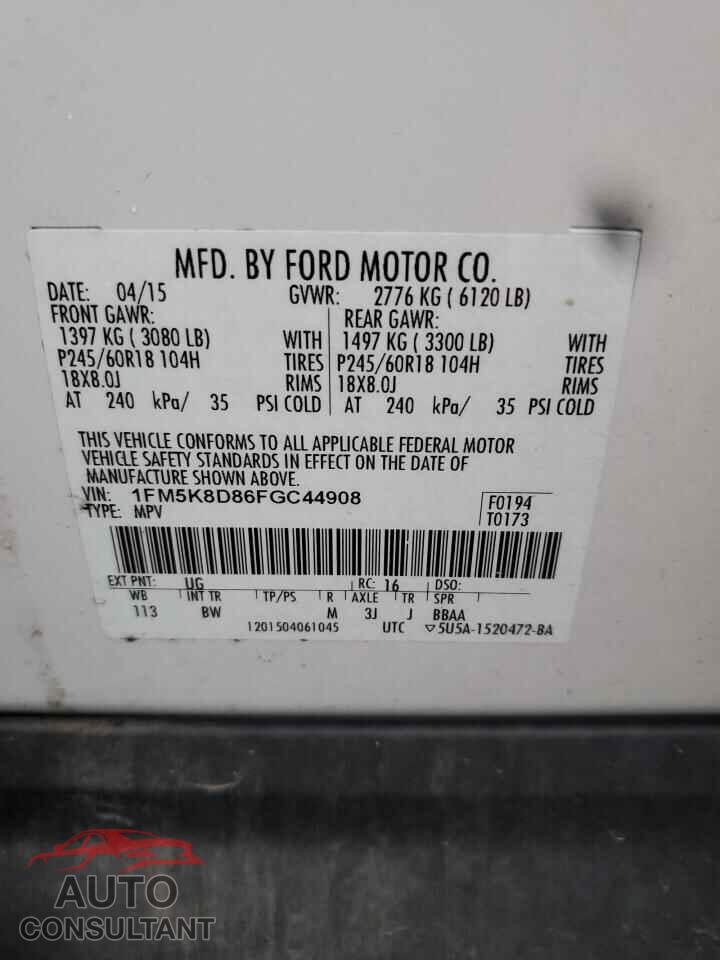 FORD EXPLORER 2015 - 1FM5K8D86FGC44908