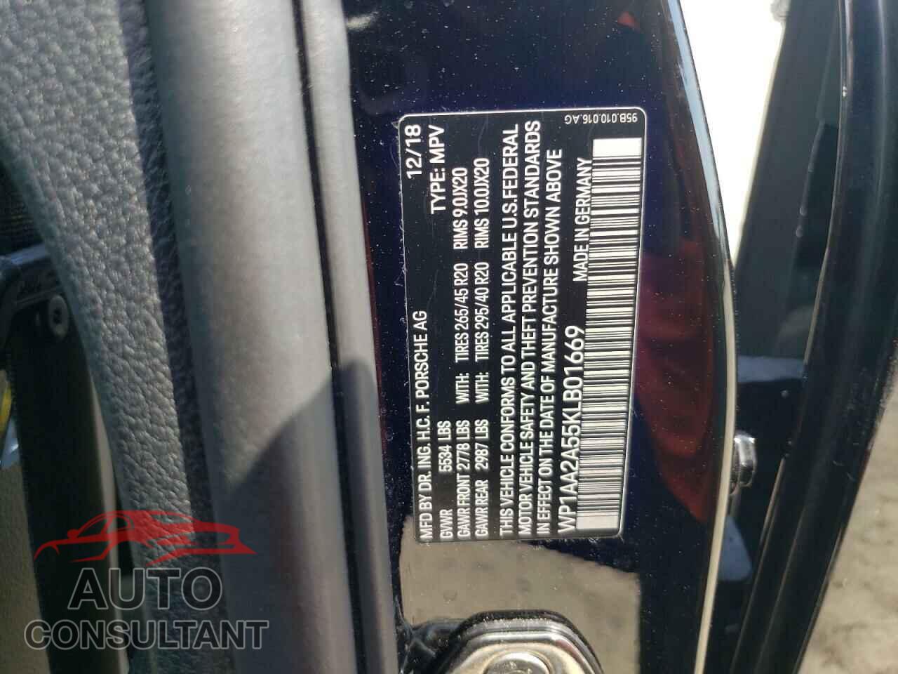 PORSCHE MACAN 2019 - WP1AA2A55KLB01669