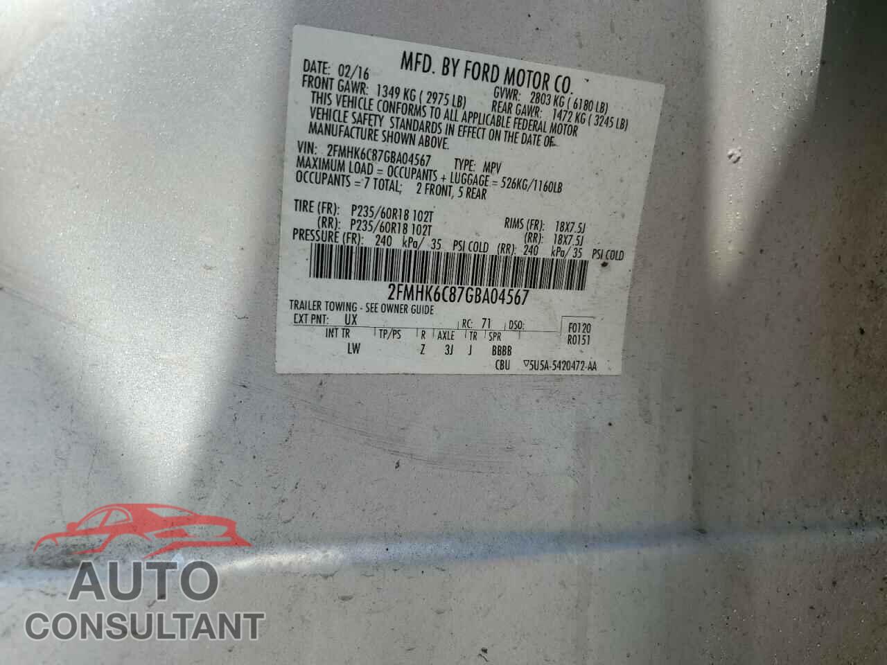 FORD FLEX 2016 - 2FMHK6C87GBA04567
