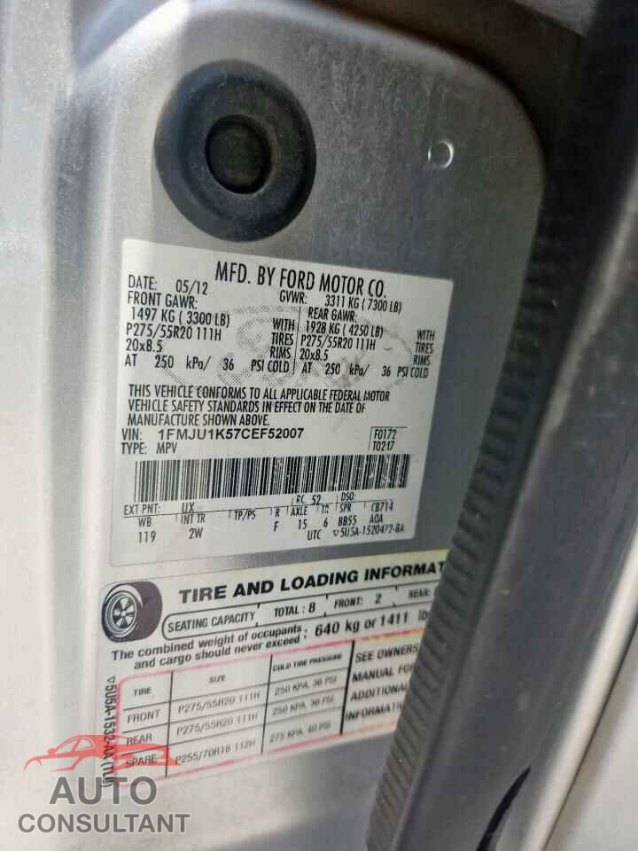 FORD EXPEDITION 2012 - 1FMJU1K57CEF52007