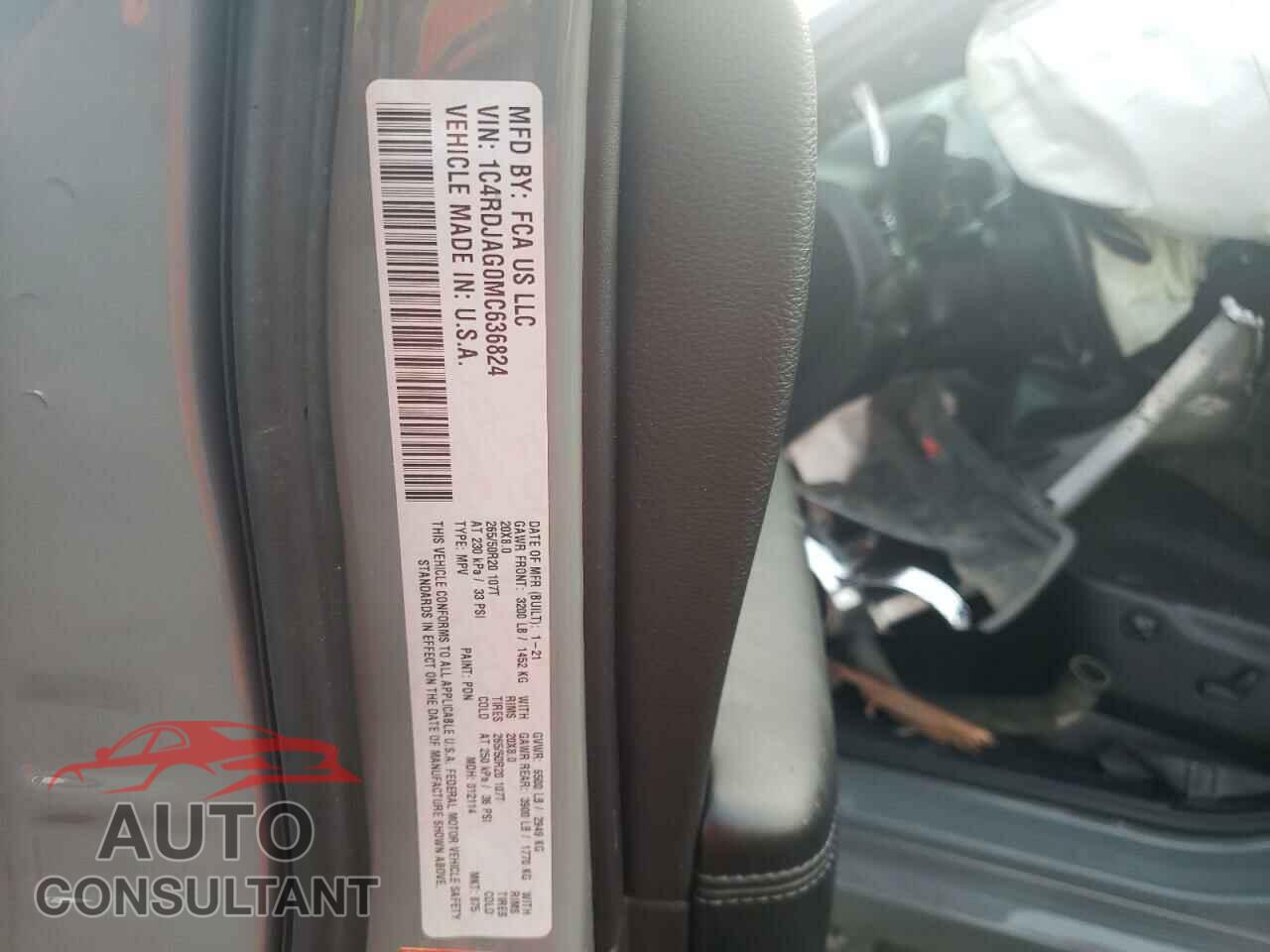 DODGE DURANGO 2021 - 1C4RDJAG0MC636824