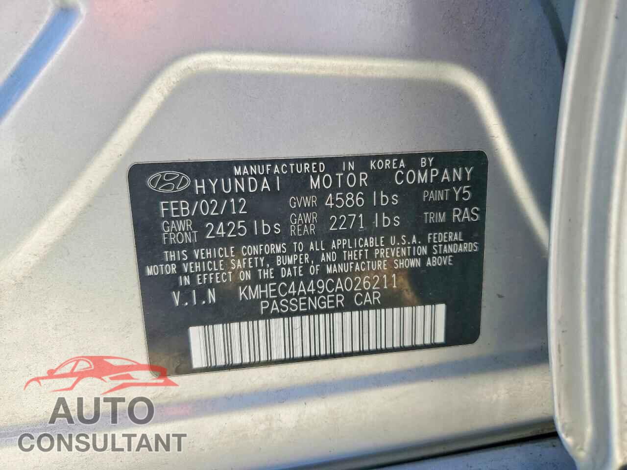 HYUNDAI SONATA 2012 - KMHEC4A49CA026211