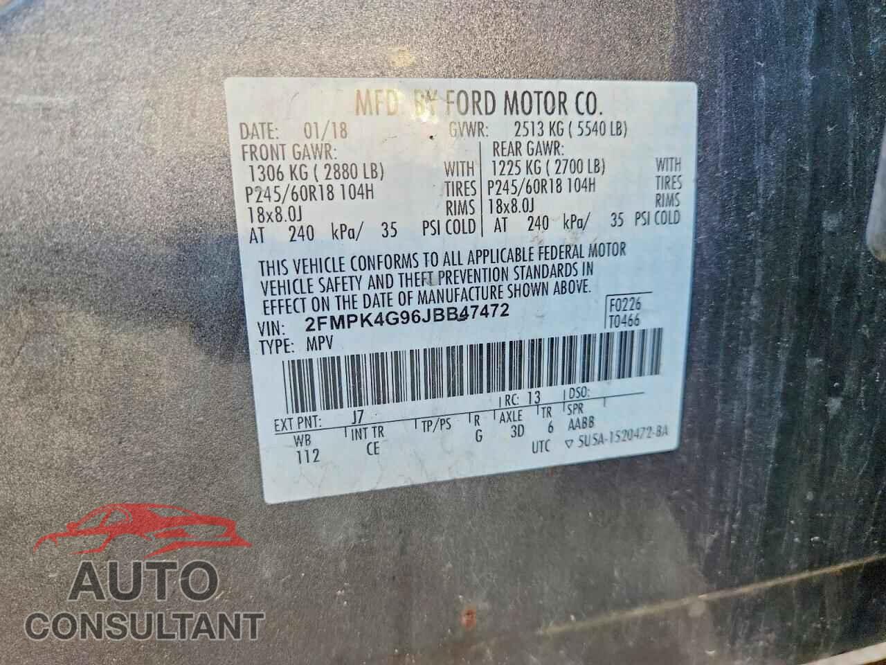 FORD EDGE 2018 - 2FMPK4G96JBB47472