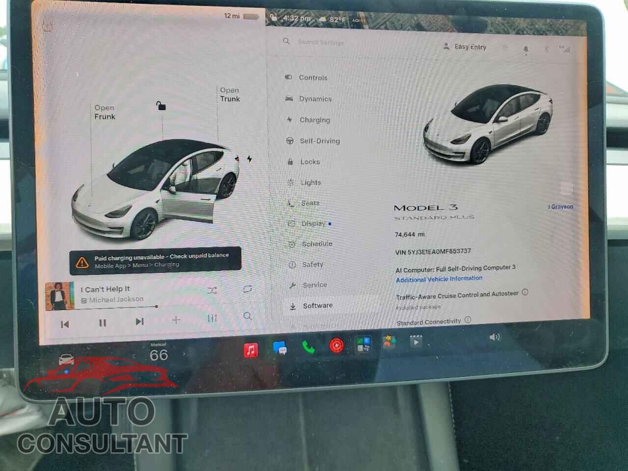 TESLA MODEL 3 2021 - 5YJ3E1EA0MF853737