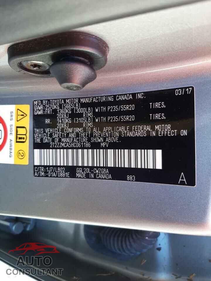 LEXUS RX350 2017 - 2T2ZZMCA5HC061186
