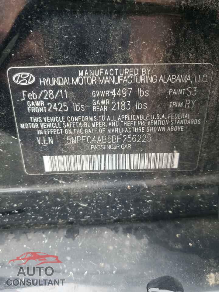 HYUNDAI SONATA 2011 - 5NPEC4AB5BH256225