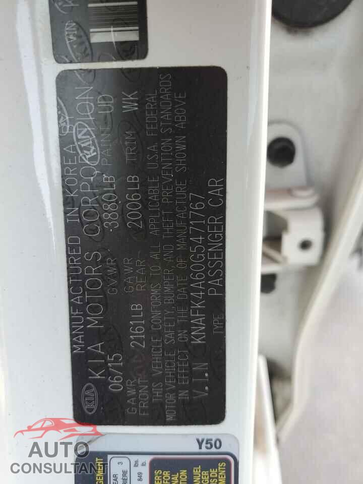 KIA FORTE 2016 - KNAFK4A60G5471767