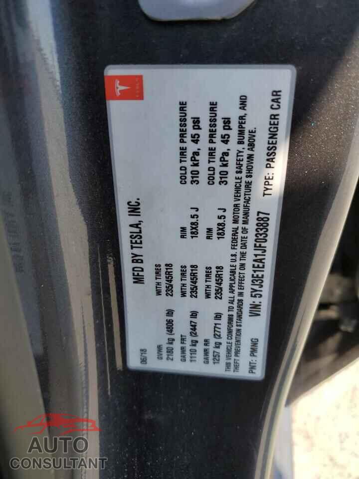 TESLA MODEL 3 2018 - 5YJ3E1EA1JF033887