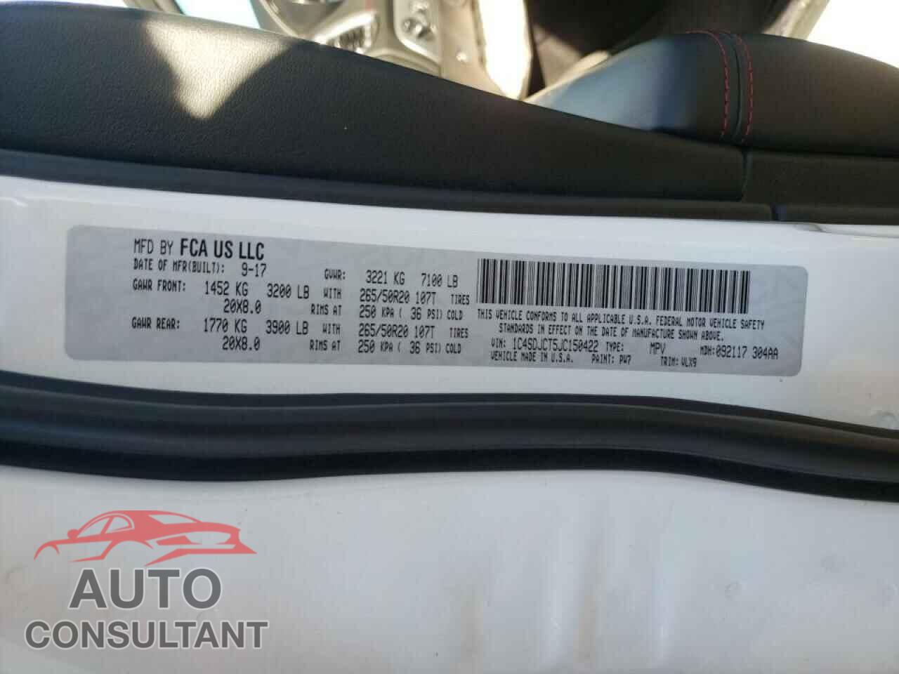 DODGE DURANGO 2018 - 1C4SDJCT5JC150422