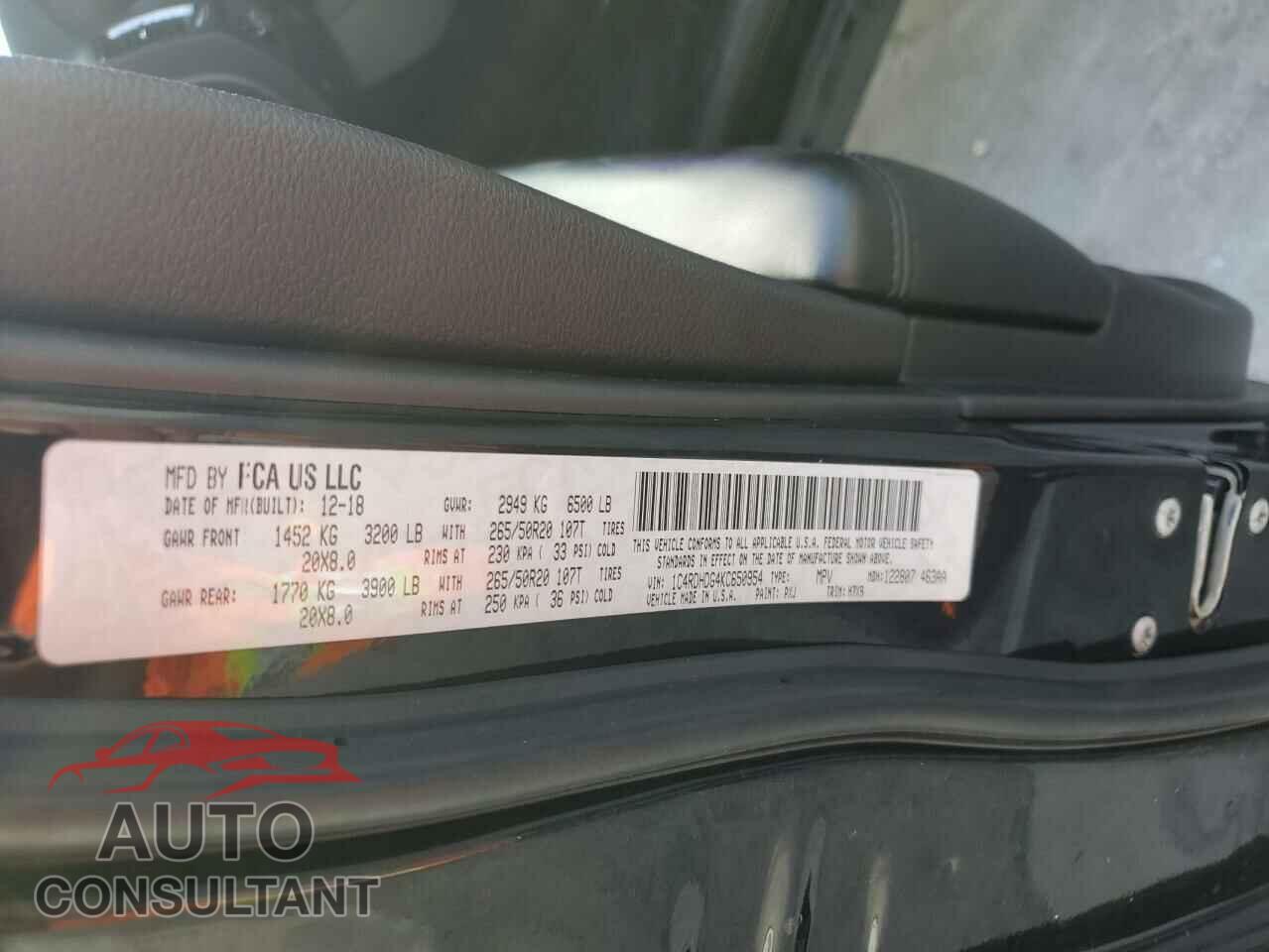 DODGE DURANGO 2019 - 1C4RDHDG4KC650954