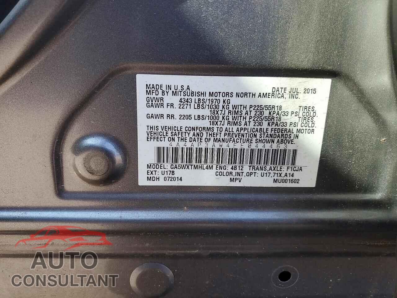 MITSUBISHI OUTLANDER 2015 - 4A4AP3AW4FE044463