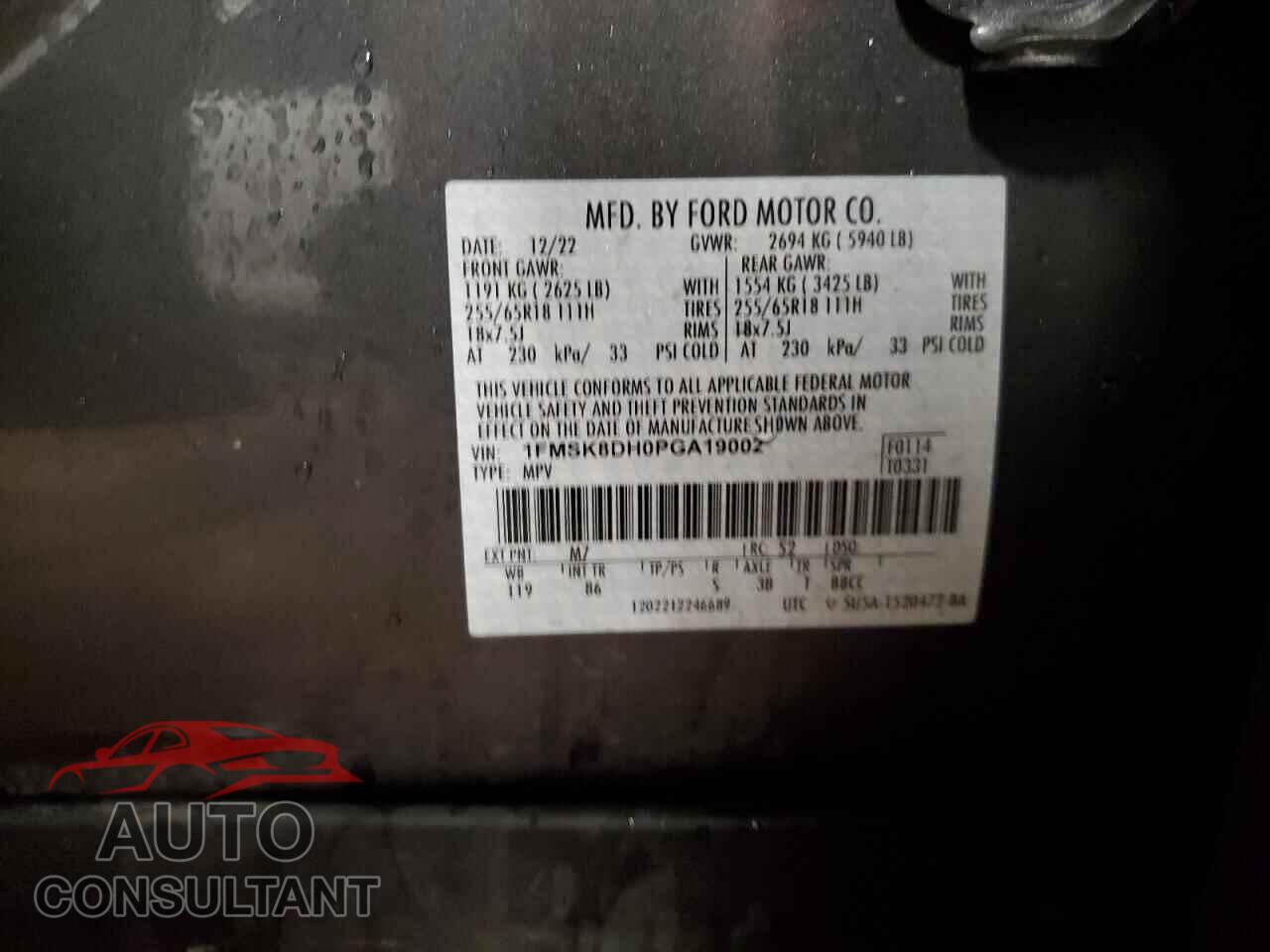 FORD EXPLORER 2023 - 1FMSK8DH0PGA19002
